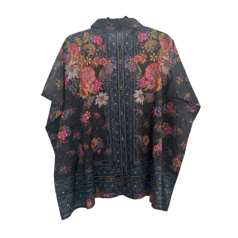 Natural Life Kelly Oversized Button Down Blouse One Size English Garden Charcoal - Picture 3 of 12